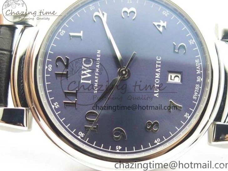 MIROTIME 0201 Da Vinci IW356601 SS TW 1:1 Best Edition Blue Dial On Black Leather Strap A Durable 7239